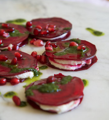 Raw beetroot ravioli